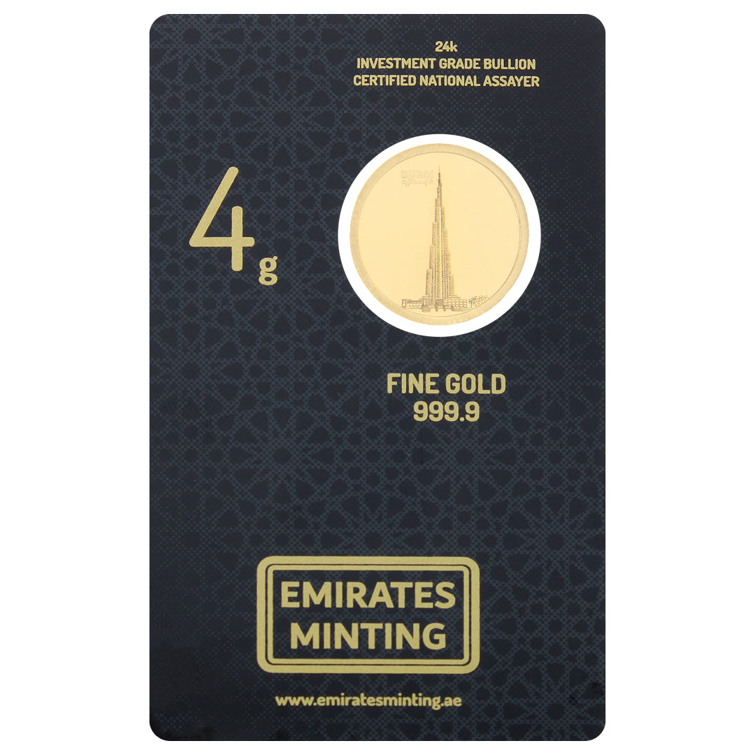 Emirates Minting Gold 4 Grams Burj Khalifa Coin 24KT 999.9 Purity - FKJCON24K2272
