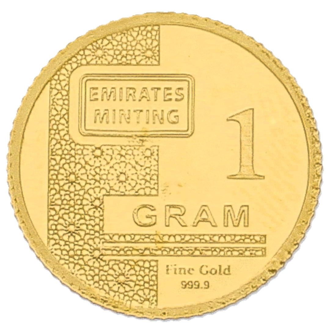 عملة ذهبية من دار سك العملة الإماراتية، وزنها غرام واحد، بتصميم جمل ونخلة، عيار 999.9 - FKJCON24K2366