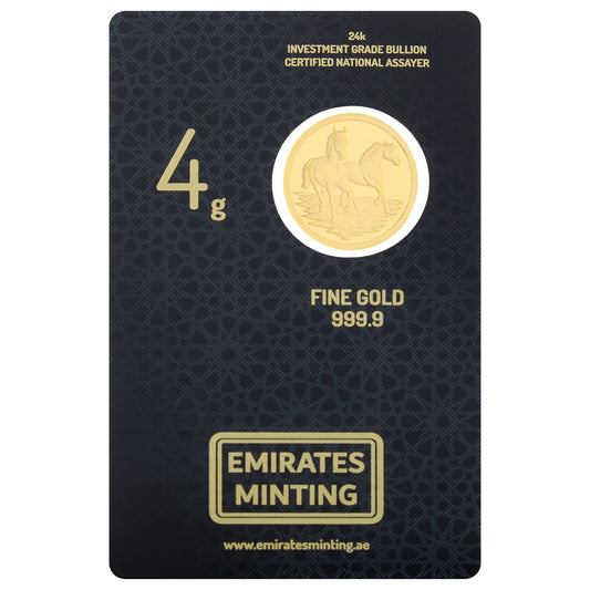 Emirates Minting Gold 4g Horse Coin 24KT 999.9 Purity - FKJCON24K6914