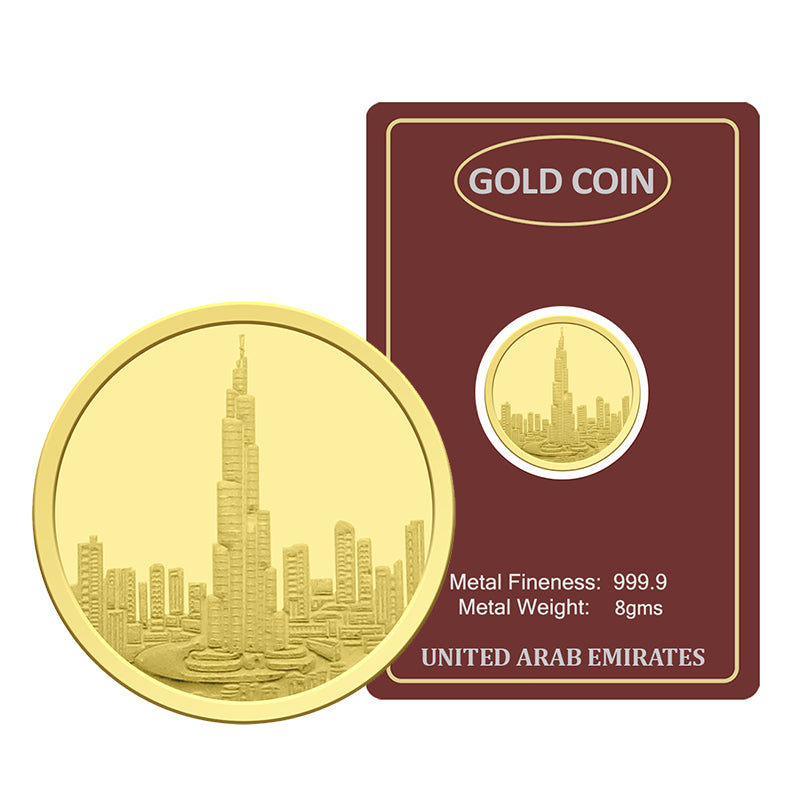 Gold 8 Gram Coin 24KT 999.9 Purity - FKJCON24KU4013