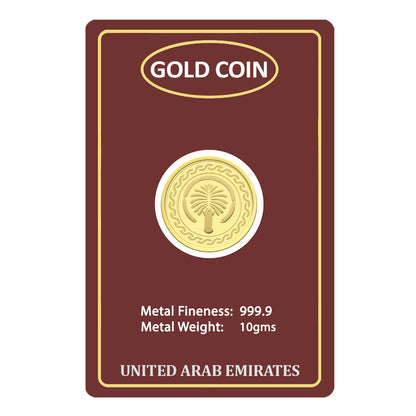 Gold 10 Gram Dubai Palm Coin 24KT 999.9 Purity - FKJCON24KU6107