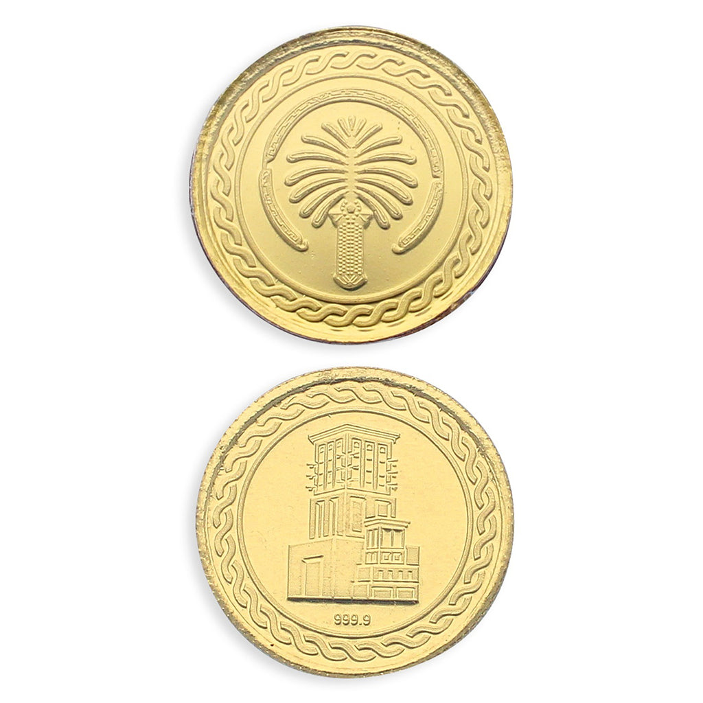 Gold 10 Gram Dubai Palm Coin 24KT 999.9 Purity - FKJCON24KU6107