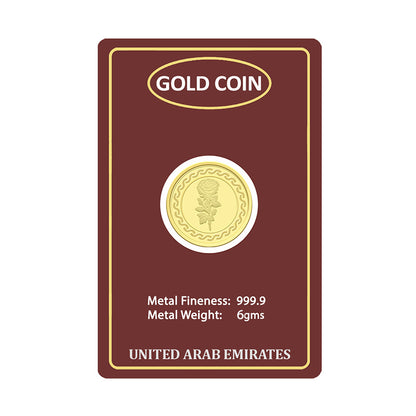 Gold 6 Grams Coin 24KT 999.9 Purity - FKJCON24KU6752