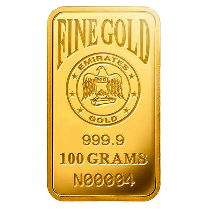 Emirates 100 Grams 999.9 Purity Gold Bar - FKJGBR24K2201