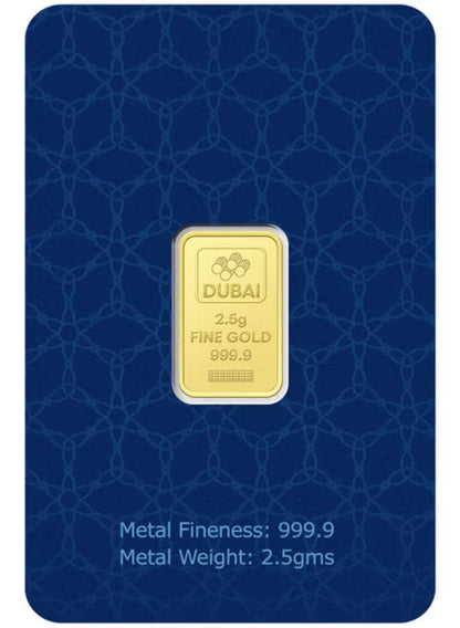 Dubai 2.5 Grams Pure 999.9 Fine Gold Bar - FKJGBR24K2241