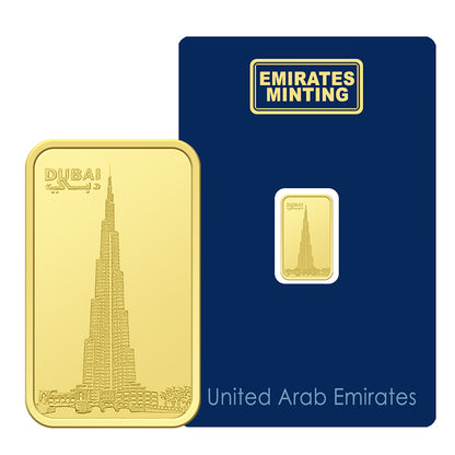 Emirates Minting 1 Gram Burj Khalifa Gold Bar 999.9 Purity - FKJGBR24K2321