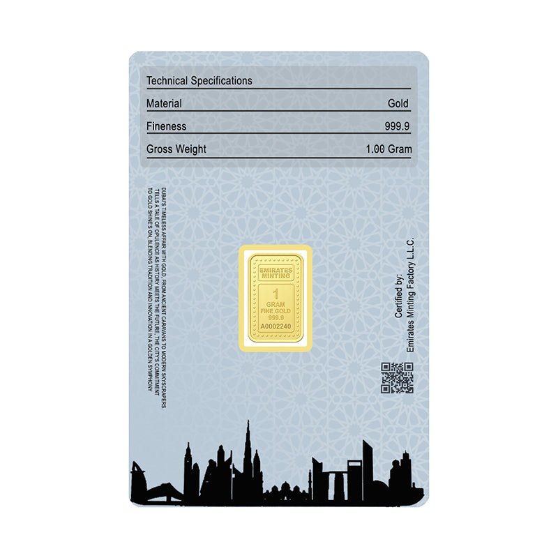 Emirates Minting 1 Gram Burj Al Arab Gold Bar 999.9 Purity - FKJGBR24K2324