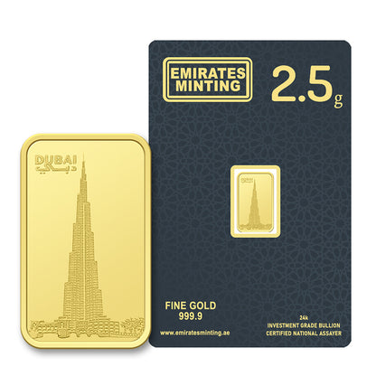 Emirates Minting 2.5 Grams Burj Khalifa Gold Bar 999.9 Purity - FKJGBR24K2329