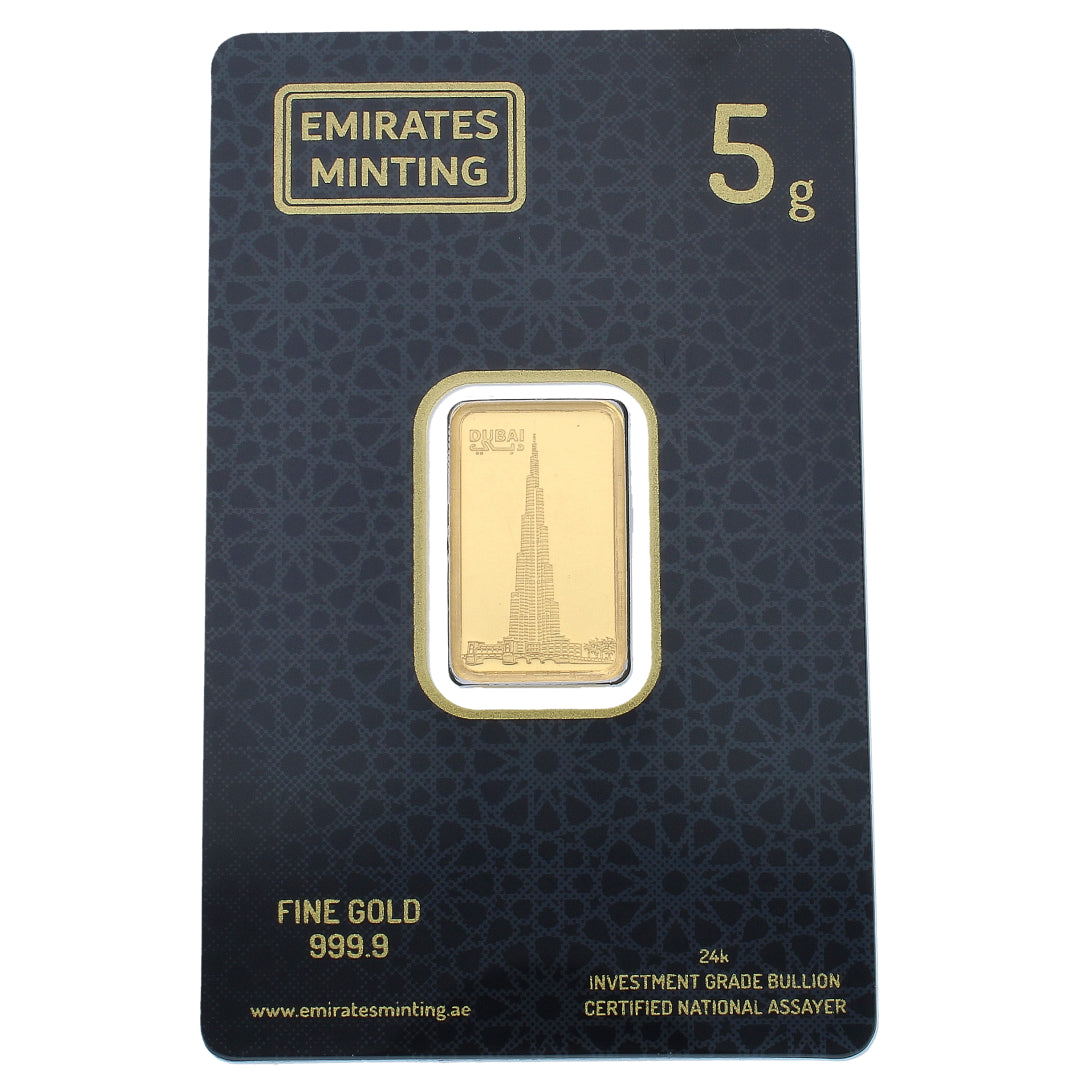 Emirates Minting 5 Grams Burj Khalifa Design Gold Bar 999.9 Purity - FKJGBR24K2361