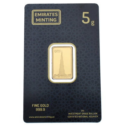 Emirates Minting 5 Grams Burj Khalifa Design Gold Bar 999.9 Purity - FKJGBR24K2361