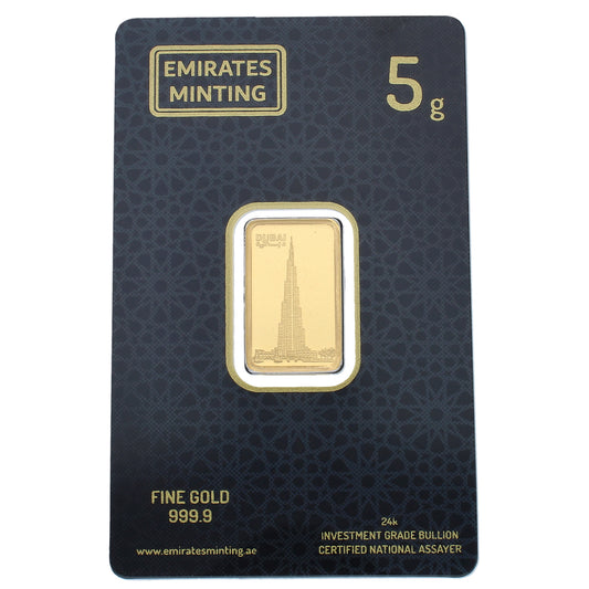 Emirates Minting 5 Grams Burj Khalifa Design Gold Bar 999.9 Purity - FKJGBR24K2361