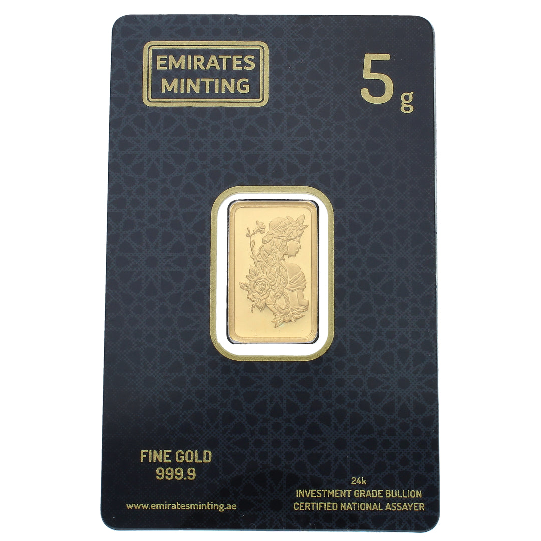Emirates Minting 5 Grams Flower Girl Design Gold Bar 999.9 Purity - FKJGBR24K2362