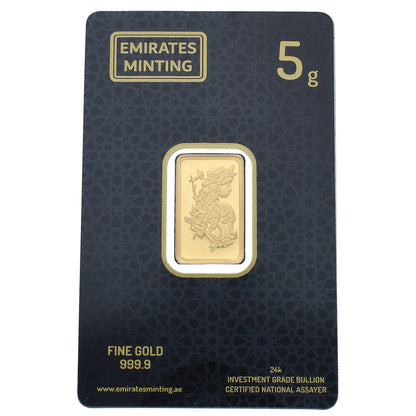 Emirates Minting 5 Grams Flower Girl Design Gold Bar 999.9 Purity - FKJGBR24K2362