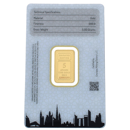 Emirates Minting 5 Grams Flower Girl Design Gold Bar 999.9 Purity - FKJGBR24K2362