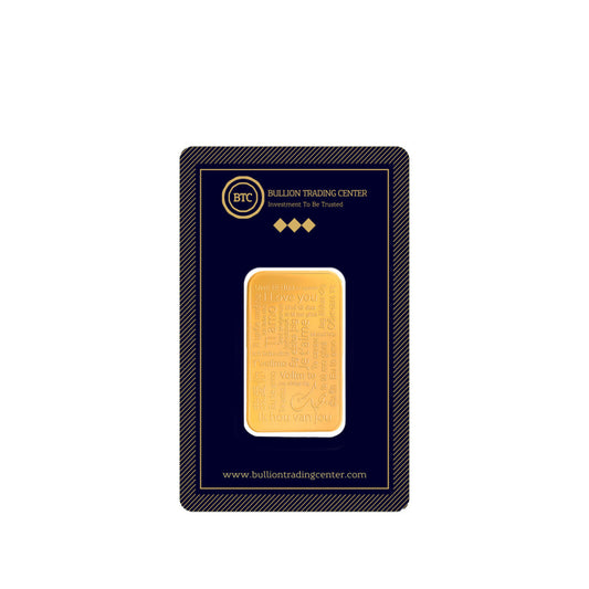 BTC 1 Gram I Love You Gold Bar 24KT - FKJGBR24K6604