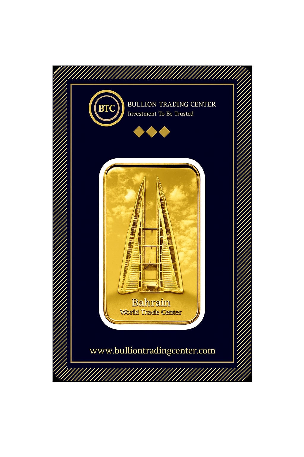 BTC 5 Grams Bahrain Towers Gold Bar 24KT - FKJGBR24K6609