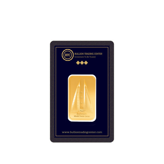 BTC 5 Grams Bahrain Towers Gold Bar 24KT - FKJGBR24K6609