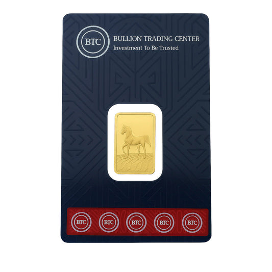BTC 5 Grams Arabian Horse Gold Bar 24KT - FKJGBR24K6678