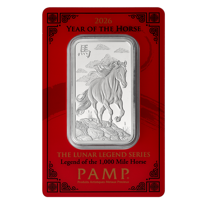 PAMP Lunar Legends 2026 Year of the Horse 1 Ounce Silver Bar - FKJGBRSL7061