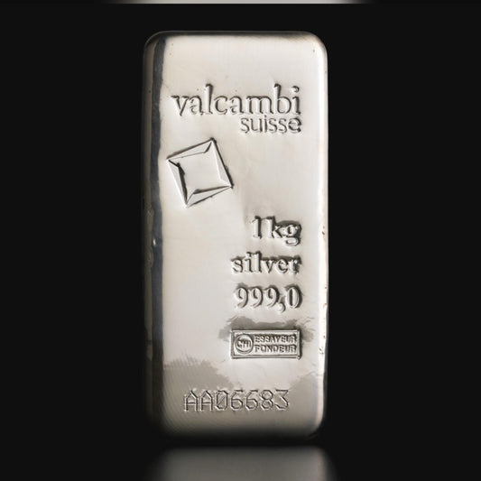 Valcambi 1 Kilogram Silver Cast Bar 999.0 Purity - FKJGBRSL6663
