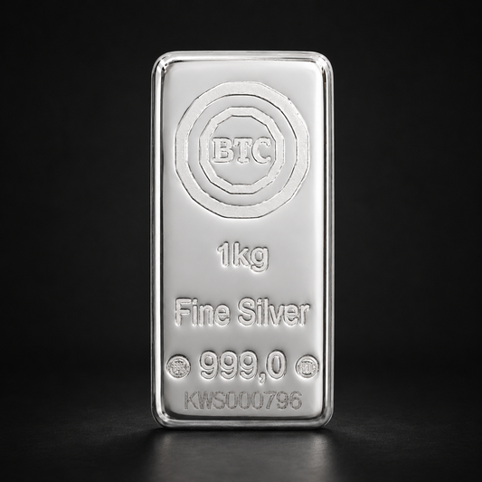 BTC 1 Kilogram Silver Cast Bar 999.0 Purity - FKJGBRSL6664