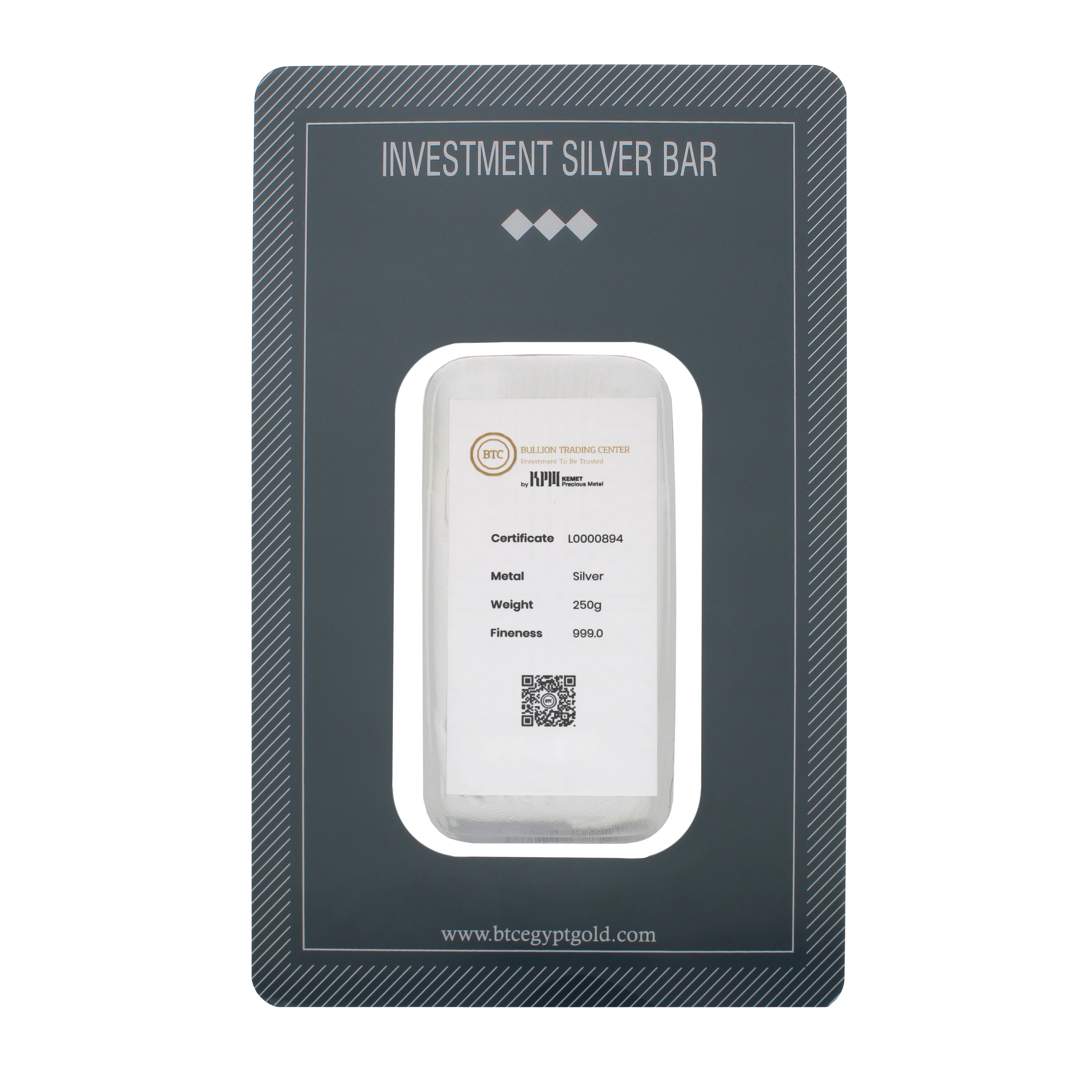 BTC 250 Grams Silver Bar - FKJGBRSL6792