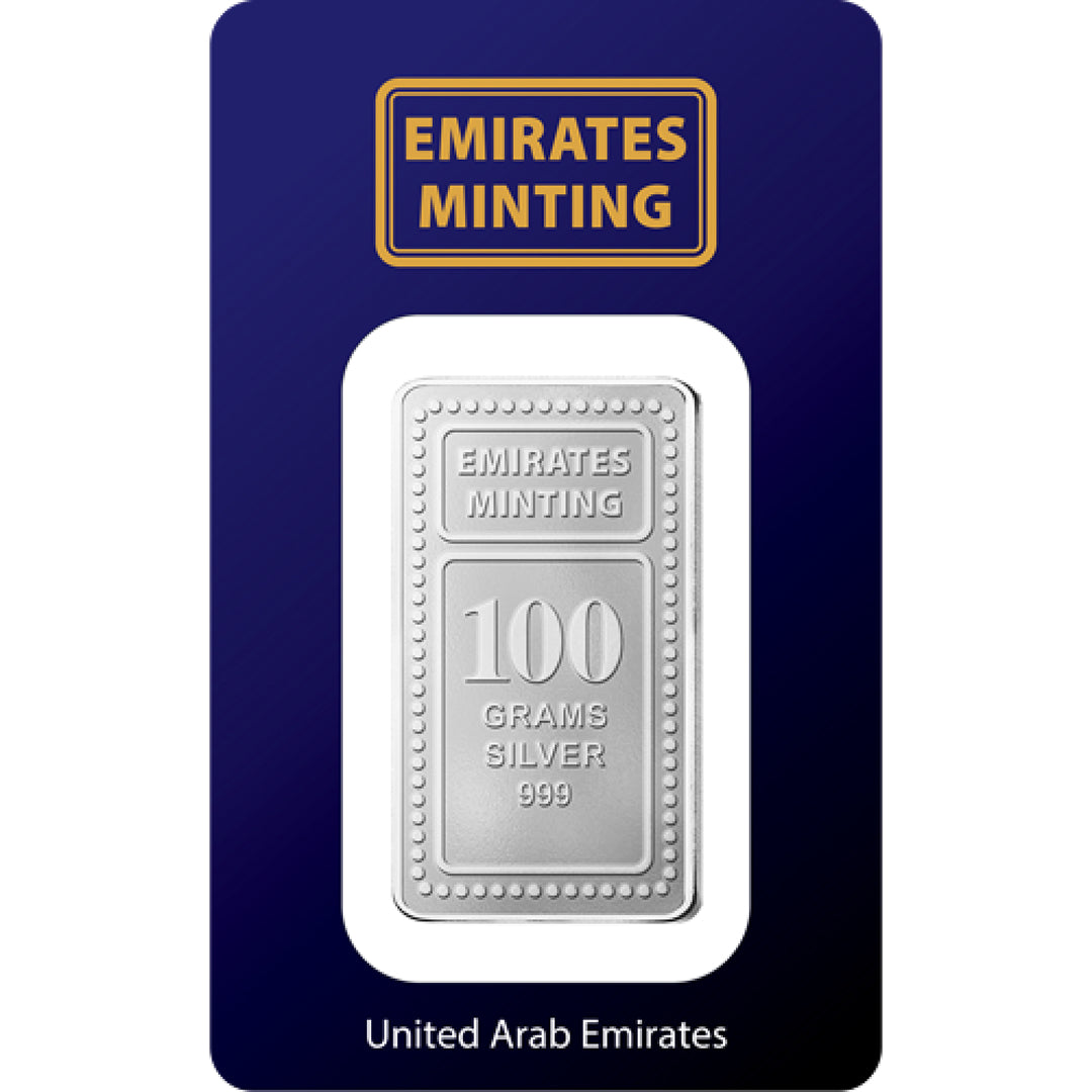 Emirates Minting 100 Grams 999.0 Purity Silver Bar - FKJGBRSL6824