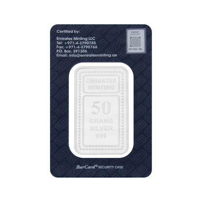 Emirates Minting 50 Grams Flower Silver Bar 999.0 Purity - FKJGBRSL6839