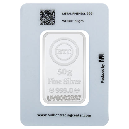 BTC 50 Grams Horse Silver Bar 999.0 Purity - FKJGBRSL6861