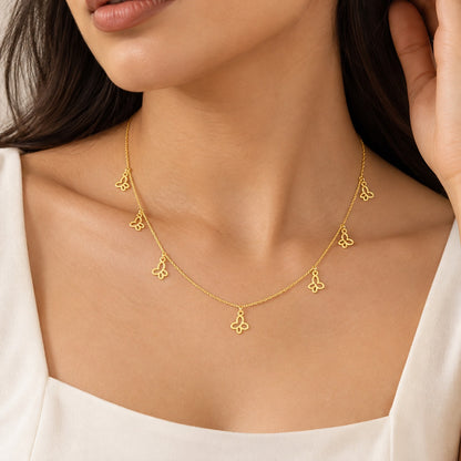 Gold Butterfly Charms Necklace 22KT - FKJNKL22KU6671