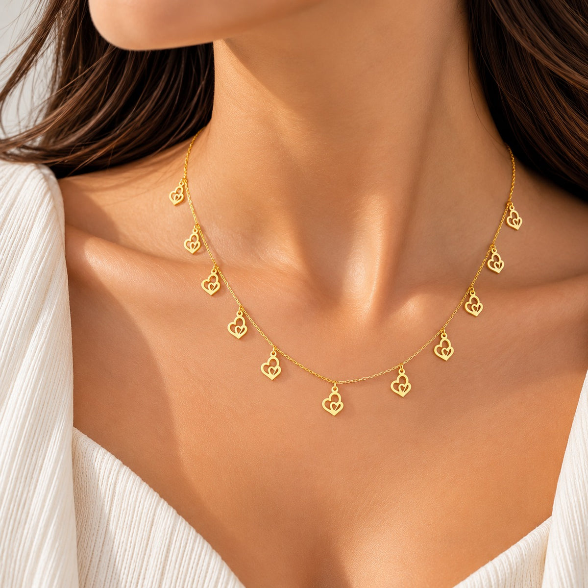 Gold Love Charms Necklace 22KT - FKJNKL22KU6673