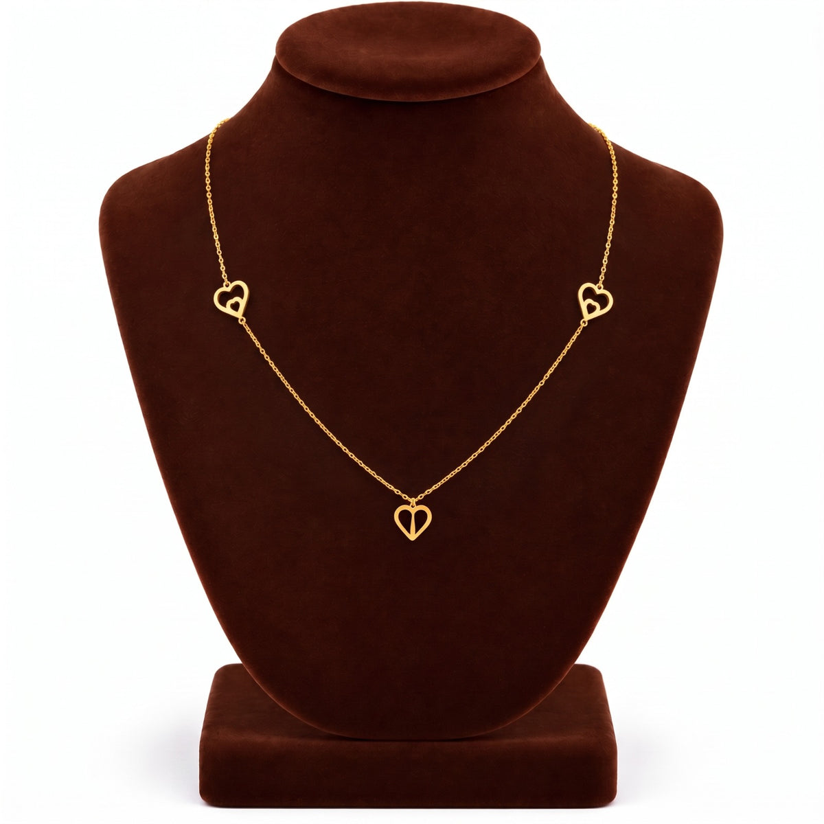Gold Hearts Shaped Charms Necklace 22KT - FKJNKL22KU6676