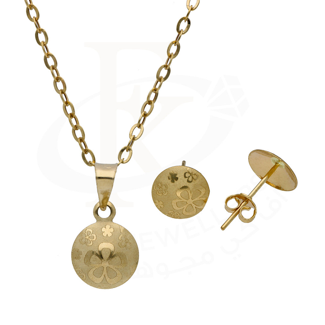 Gold Round Shaped Pendant Set 18KT - FKJNKLST18KU6465