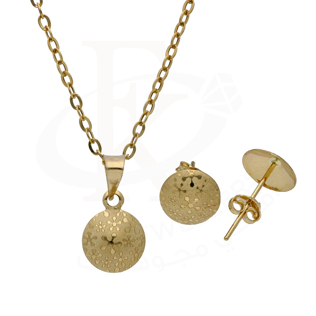 Gold Round Shaped Pendant Set 18KT - FKJNKLST18KU6467