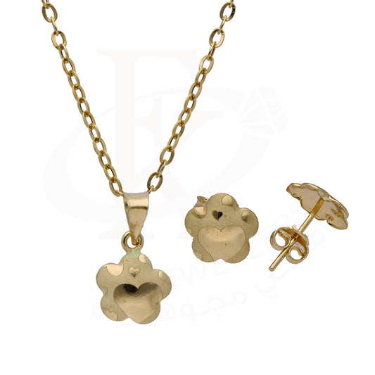 Gold Flower Shaped Pendant Set 18KT - FKJNKLST18KU6468