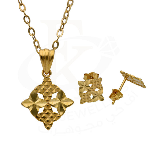 Gold Four Stars Shaped Pendant Set 18KT - FKJNKLST18KU6471