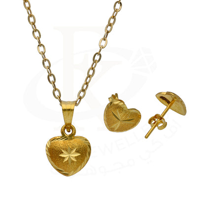 Gold Heart Shaped Pendant Set 18KT - FKJNKLST18KU6473