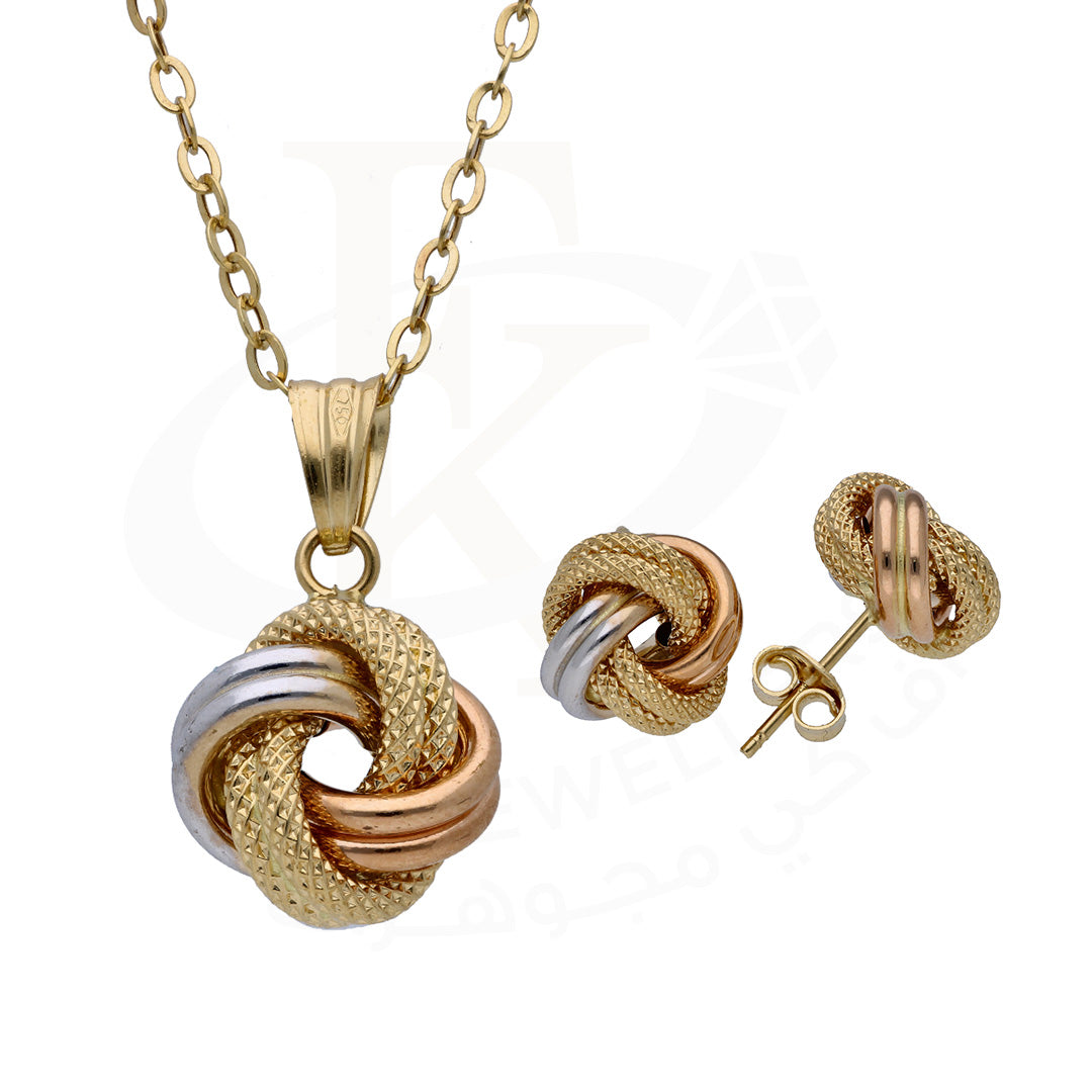 Gold Triple Tone Knot Shaped Pendant Sets 18KT - FKJNKLST18KU6475