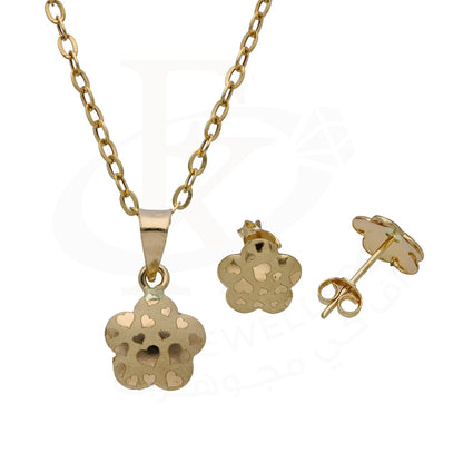 Gold Flower Shaped Pendant Set 18KT - FKJNKLST18KU6476