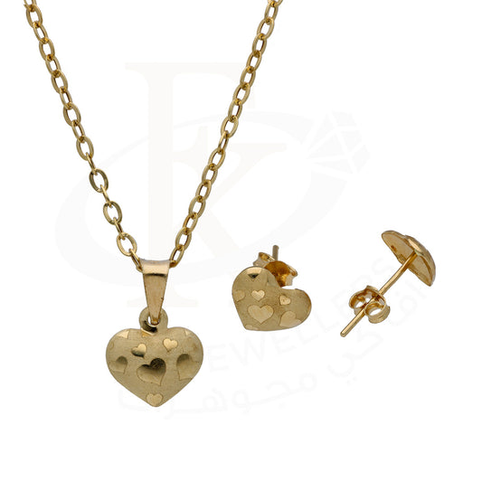 Gold Heart Shaped Pendant Set 18KT - FKJNKLST18KU6479