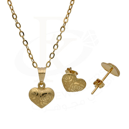 Gold Heart Shaped Pendant Set 18KT - FKJNKLST18KU6480