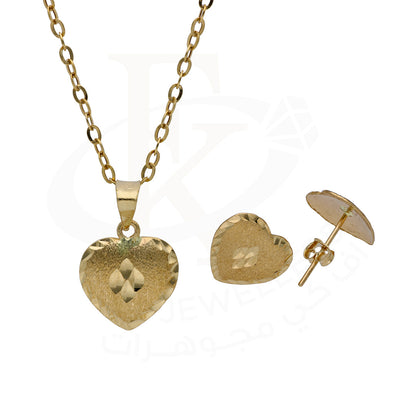 Gold Heart Shaped Pendant Set 18KT - FKJNKLST18KU6481