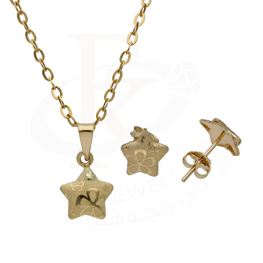 Gold Star Shaped Pendant Set 18KT - FKJNKLST18KU6486