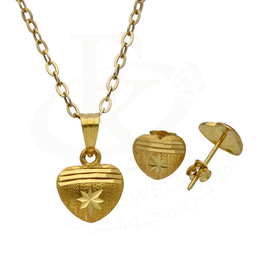 Gold Heart Shaped Pendant Set 18KT - FKJNKLST18KU6489