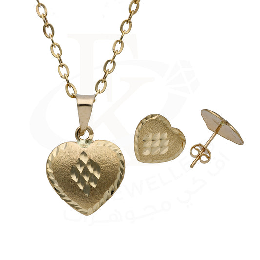 Gold Heart Shaped Pendant Set 18KT - FKJNKLST18KU6490