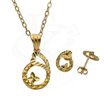 Gold Butterfly In Hollow Tear-drop Shaped Pendant Set 18KT - FKJNKLST18KU6491