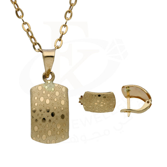 Gold Rectangle Shaped Pendant Set 18KT - FKJNKLST18KU6493