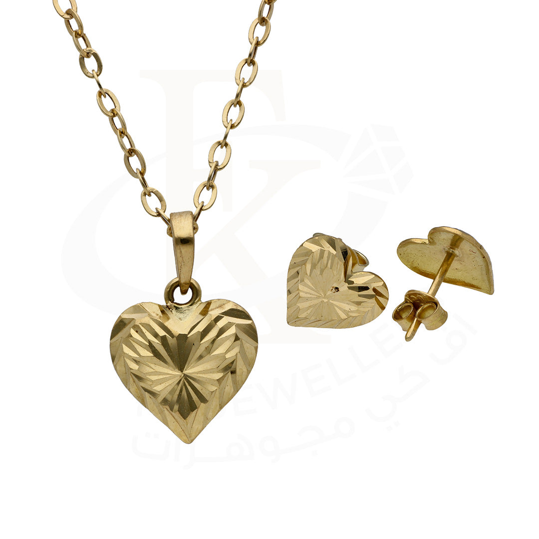 Gold Heart Shaped Pendant Set 18KT - FKJNKLST18KU6495