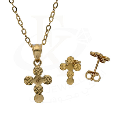 Gold Jesus Cross Shaped Pendant Set 18KT - FKJNKLST18KU6496