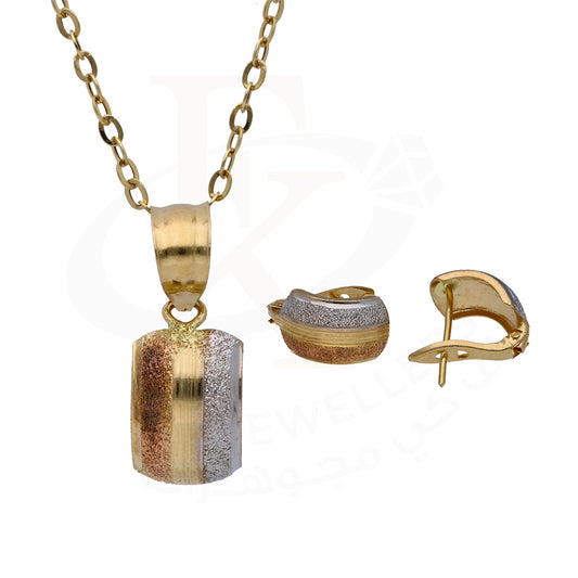 Gold Rectangle Shaped Pendant Set 18KT - FKJNKLST18KU6497